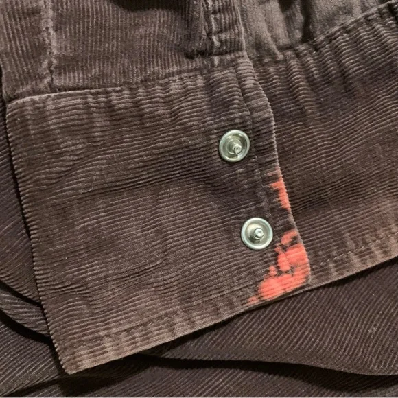 Last call! Vtg express lightweight chocolate brown corduroy western crop shirt - Picture 5 of 10